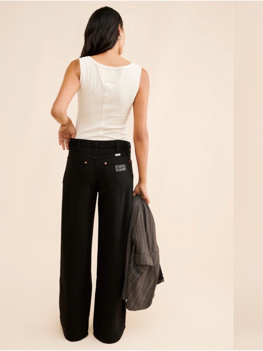 Wrangler Black Wide-Leg Mid-Rise Jeans